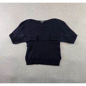 James Perse Los Angeles Sweater Womens 1 Small Black Waffle L/S‎ 100% Cashmere